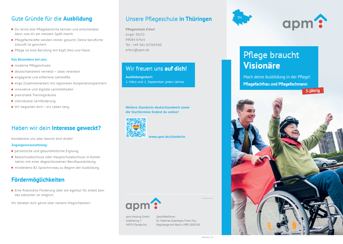 Hier Variante auswählen! Flyer, Pflegeschule - PFK "apm_fly_Thu¨_Pflegefachmannfrau"