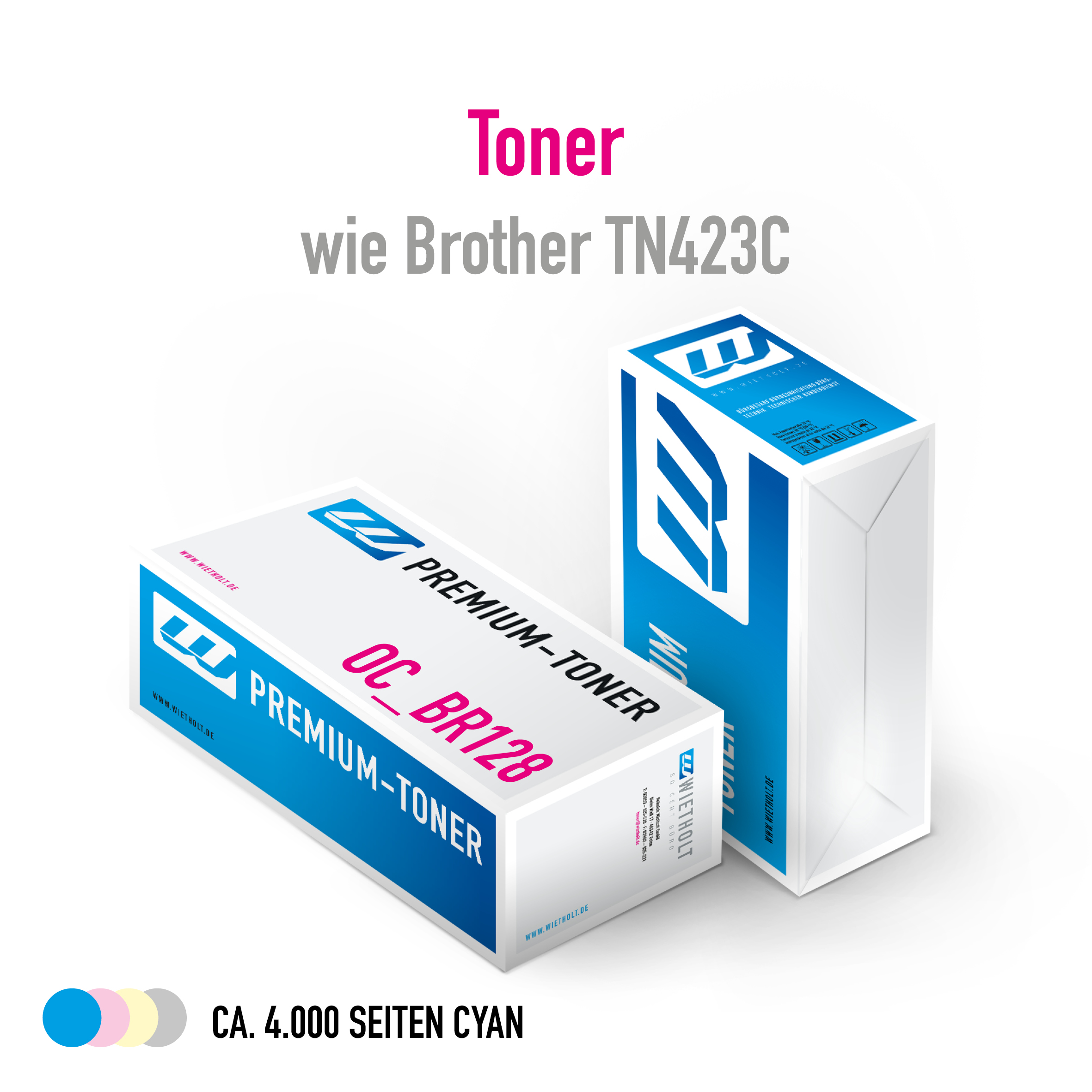 Wietholt Premium-Toner TN423C cyan für Brother HL L 8260/ L 8360/ DCP L 8410/ MFC L 8690/ L 900 ca. 4.000 Seiten) CO2-neutral