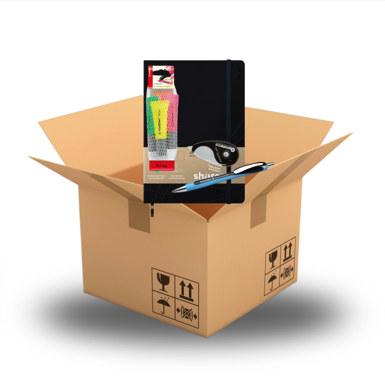 Mitarbeiter Willkommensbox Bundle | Notizbuch, Kugelschreiber, Textmarker, Korrekturroller
