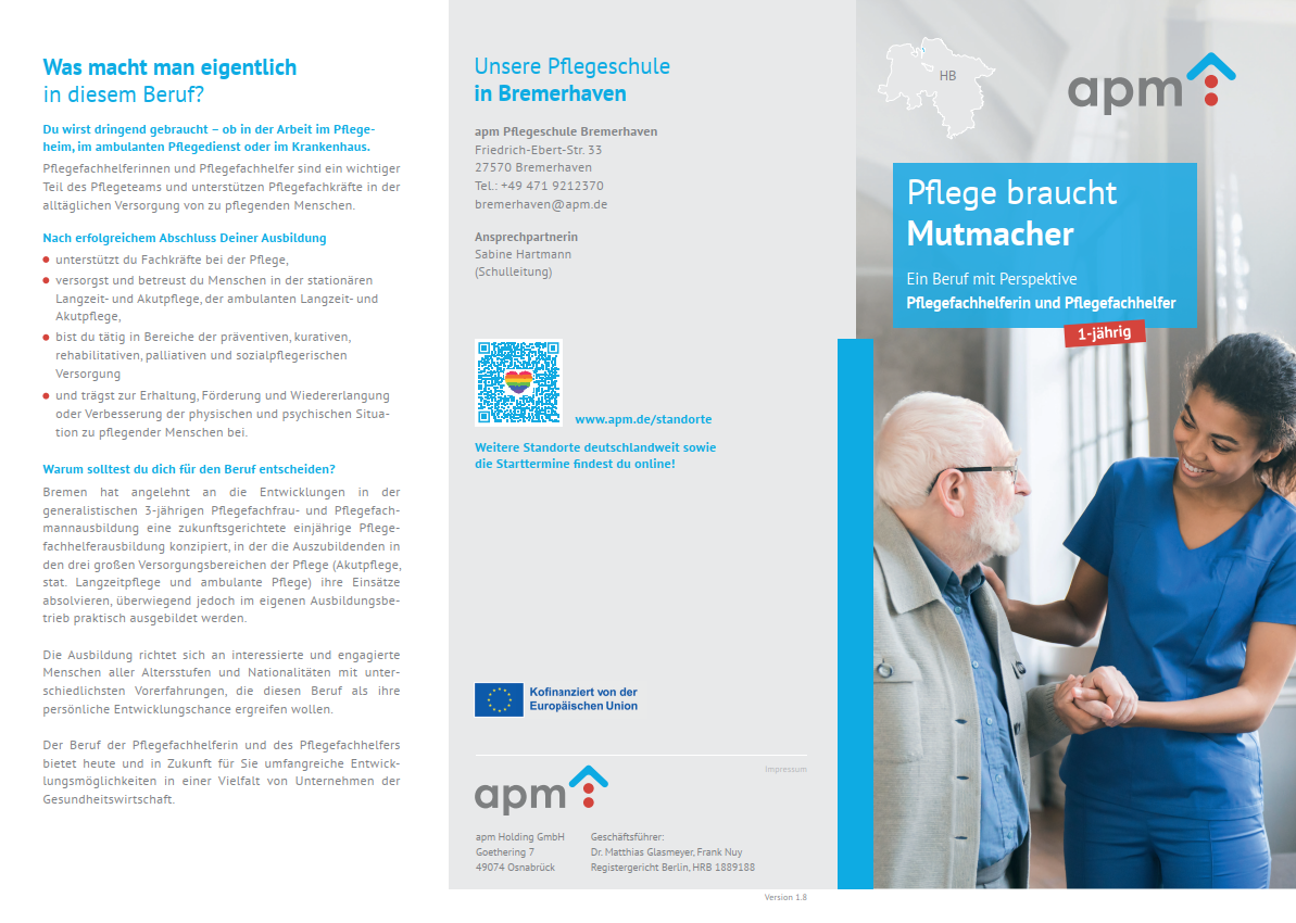 Hier Variante auswählen! Flyer, Pflegefachassistent:in, Altenpflegehelfer:in und PFA