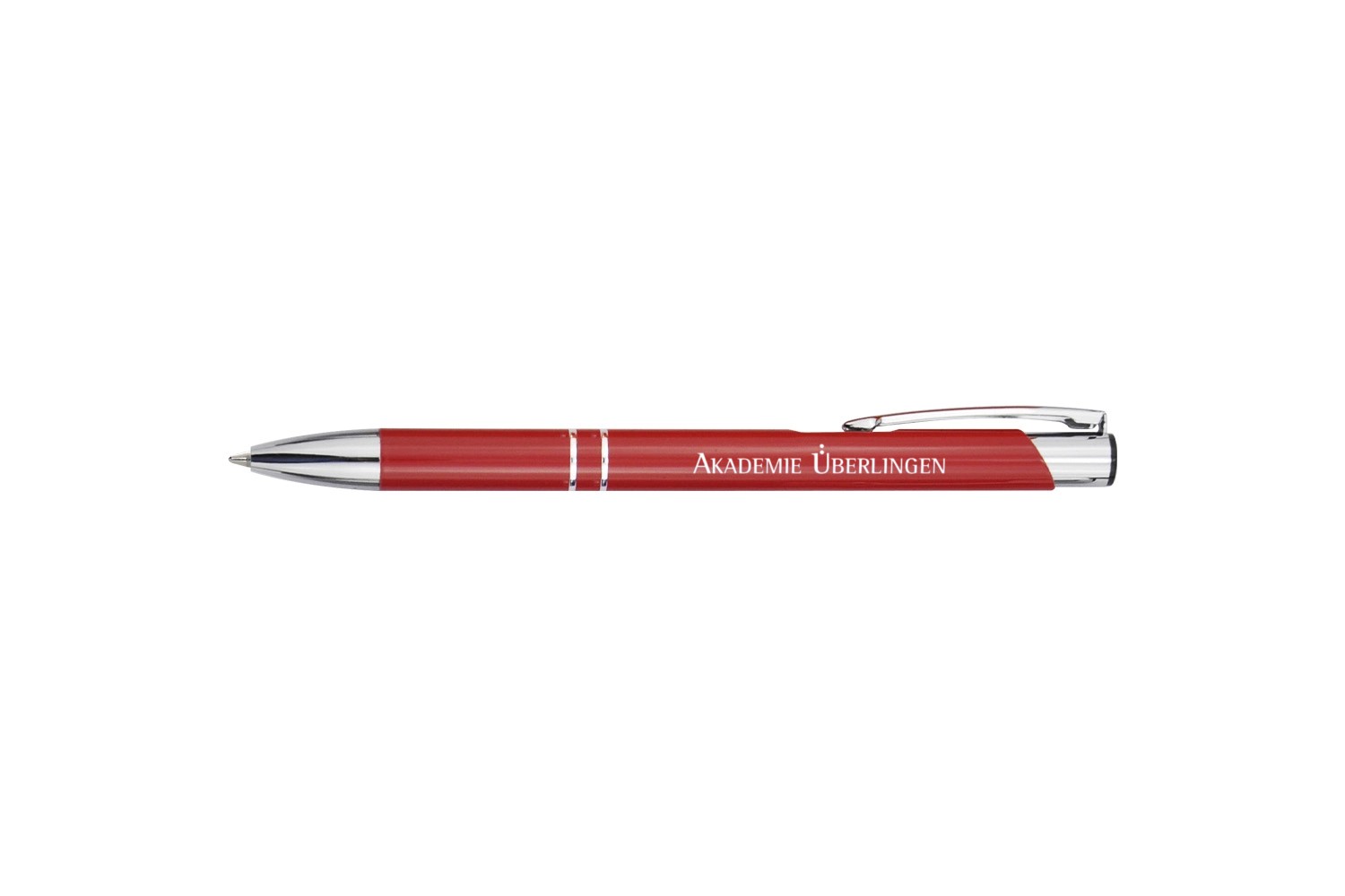 Kugelschreiber Moneta mit Metall Touchpen (blaue Mine) - rot mit 1/0 farbigem "AÜ-Logo"