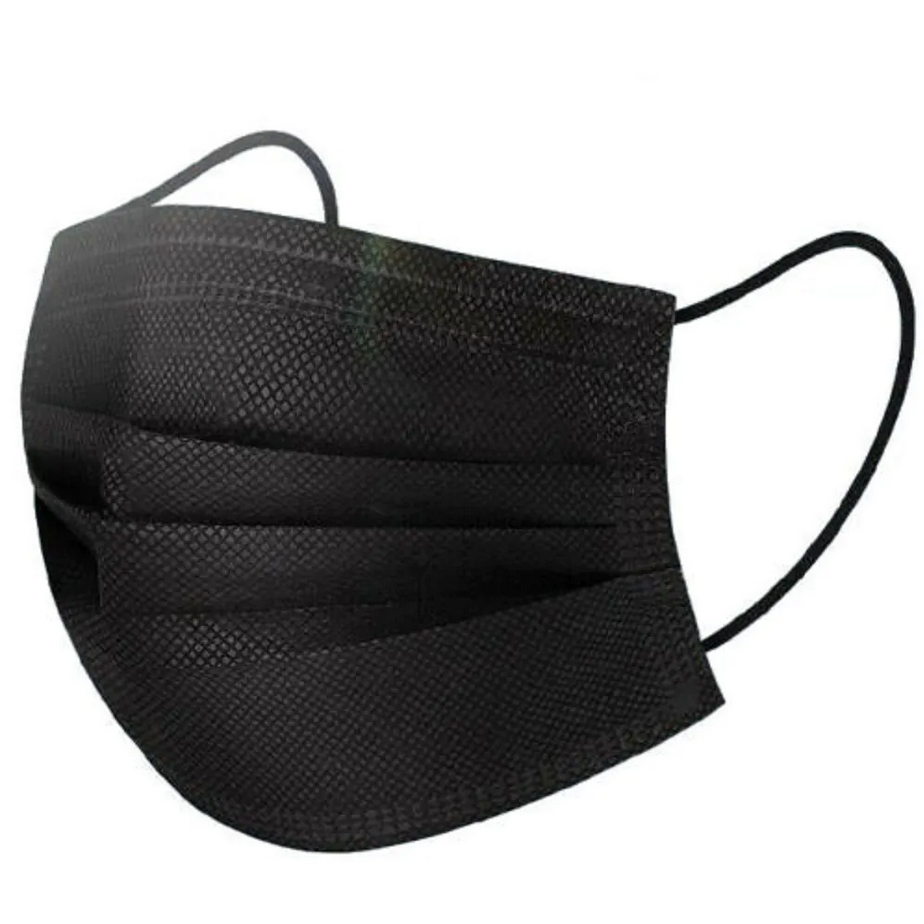 VOLKS Maske schwarz 3-lagig medizinischer Mundschutz / Nasenschutz (OP-Maske) Typ IIR Pack=50 St.