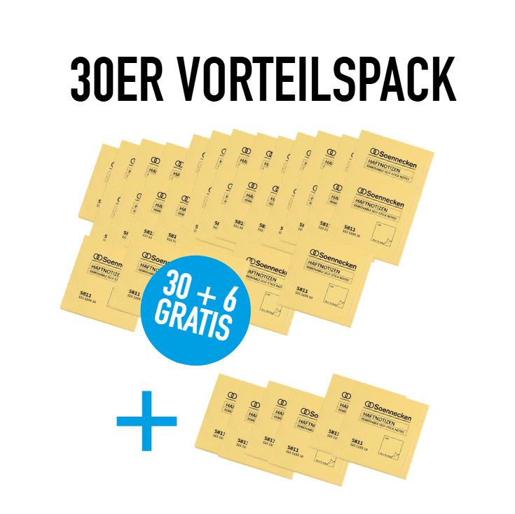 30x Soennecken Haftnotiz + GRATIS 6x Soennecken Haftnotiz