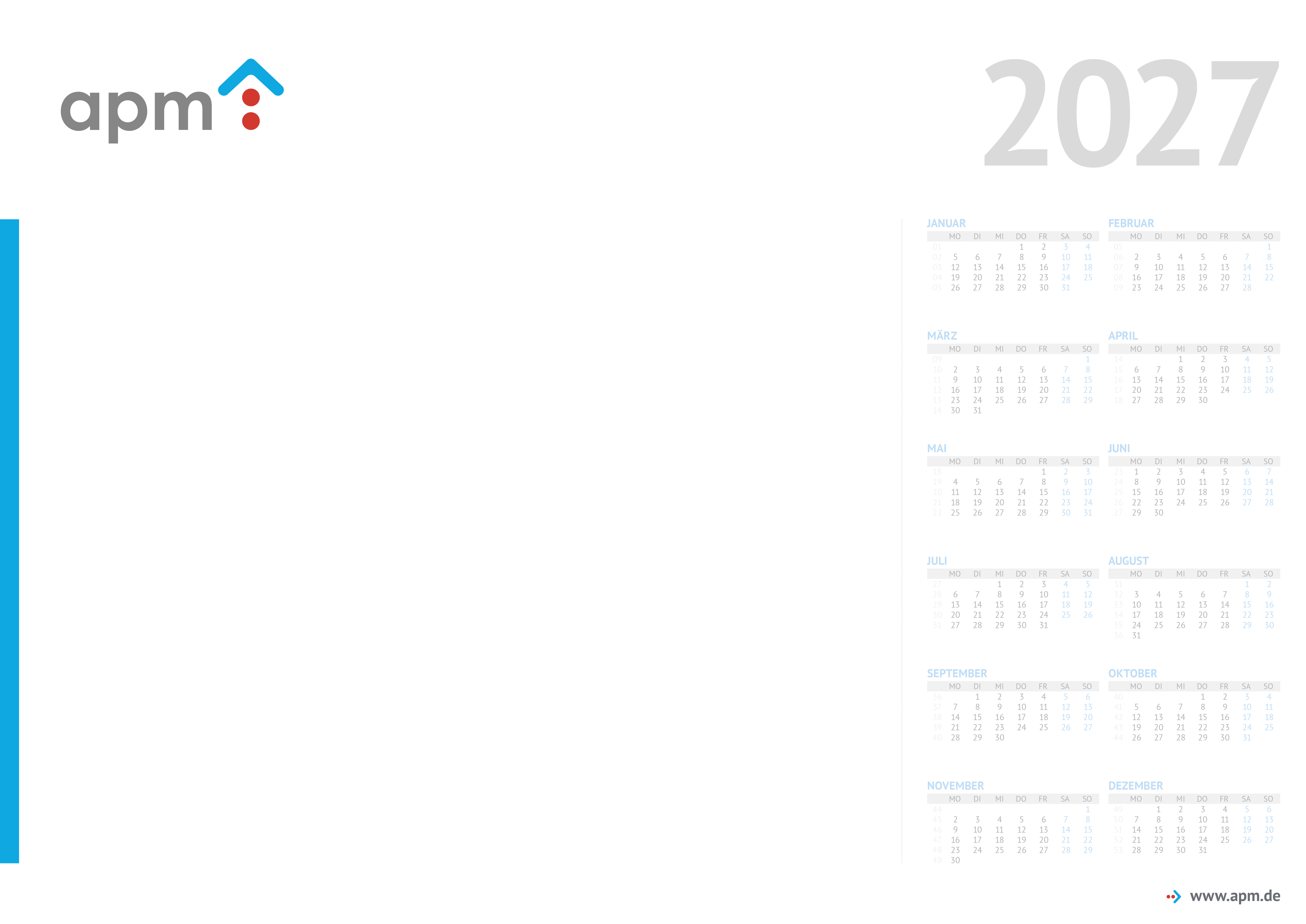 Hier Variante wählen! Kalender "apm" 2027