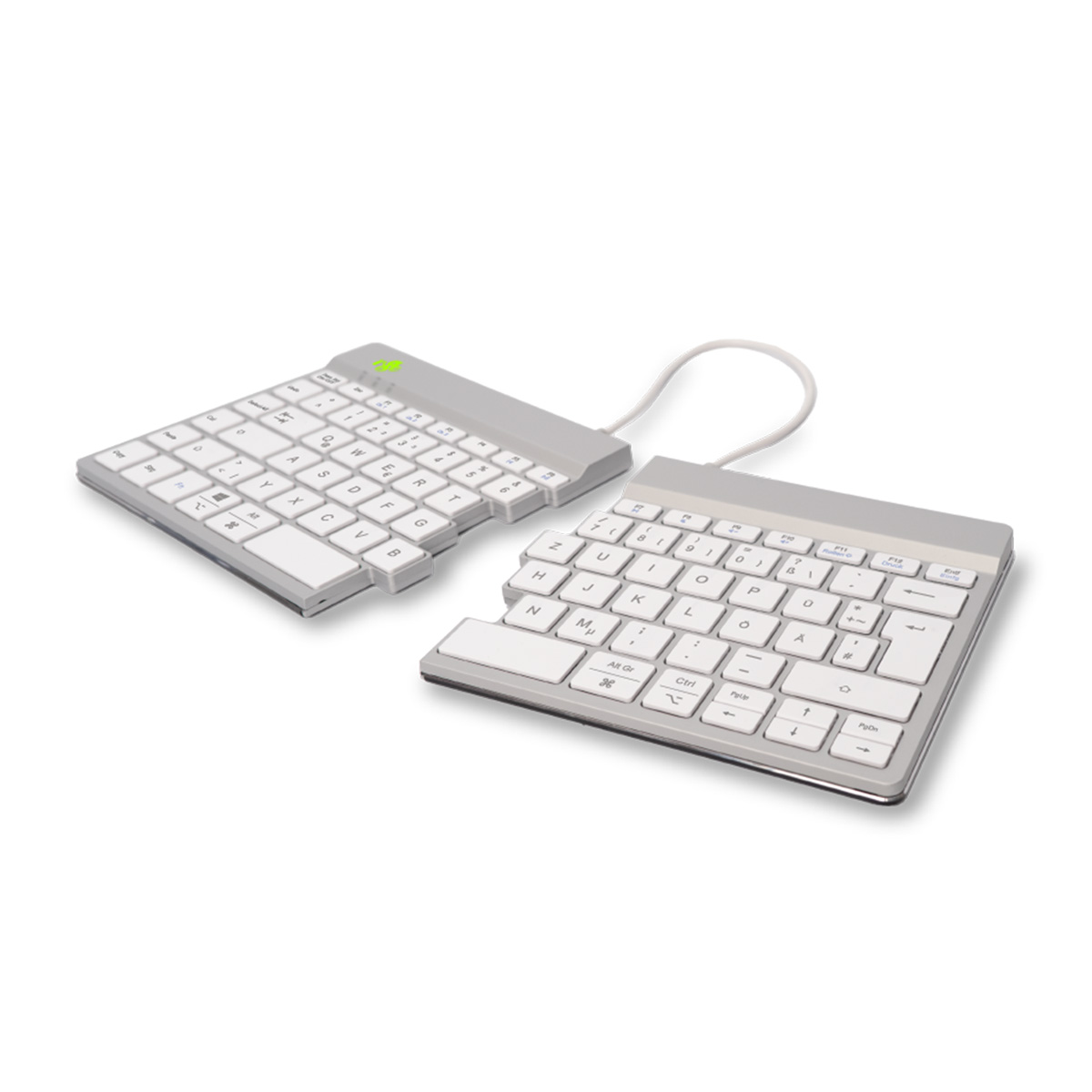 Ergonomische Tastatur R-Go Split Break mit Pausensoftware, ergonomische geteilte Tastatur, QWERTZ (DE), kabellos, weiß