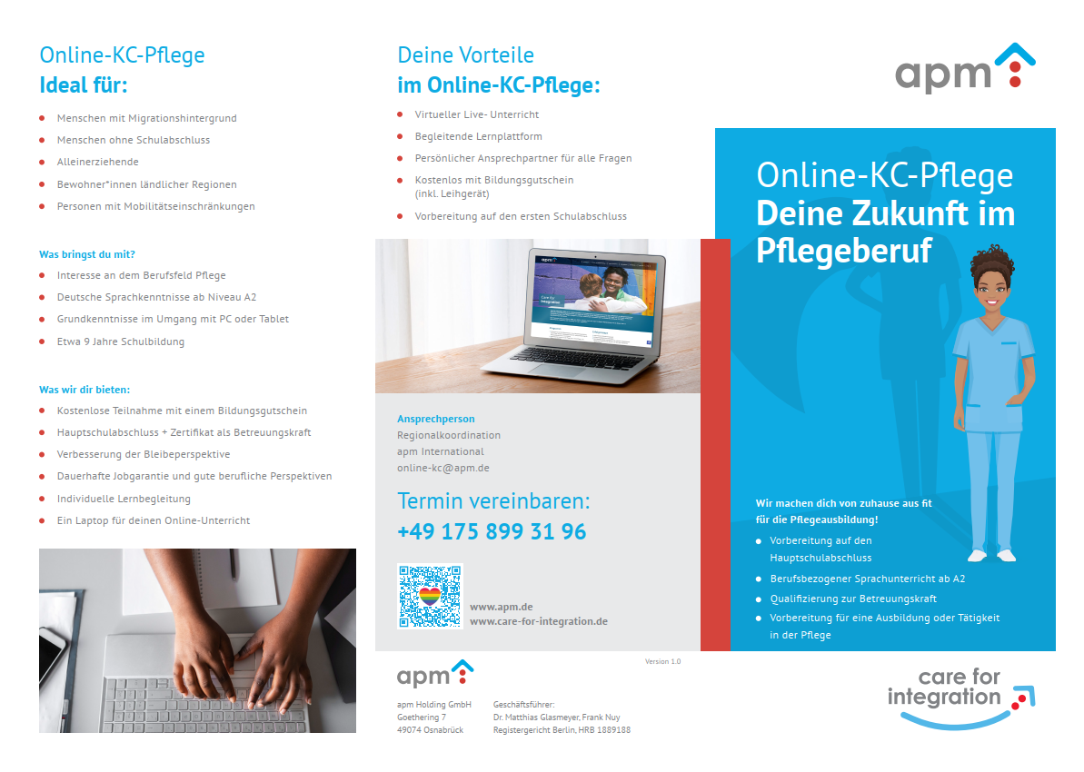Hier Variante auswählen! Flyer – CFI/ KC/International "Care for Integration -  Online KC"