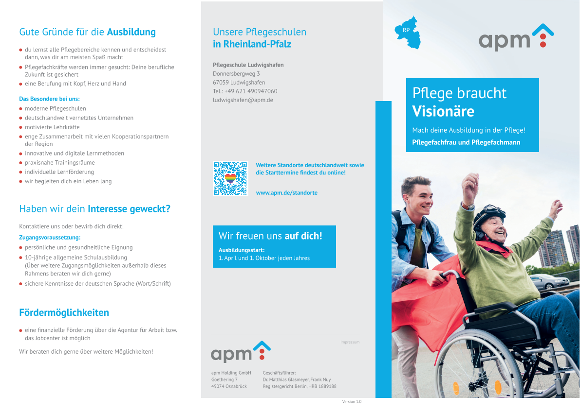 Hier Variante auswählen! Flyer, Pflegeschule - "Pflegefachmannfrau_Rheinland-Pfalz"