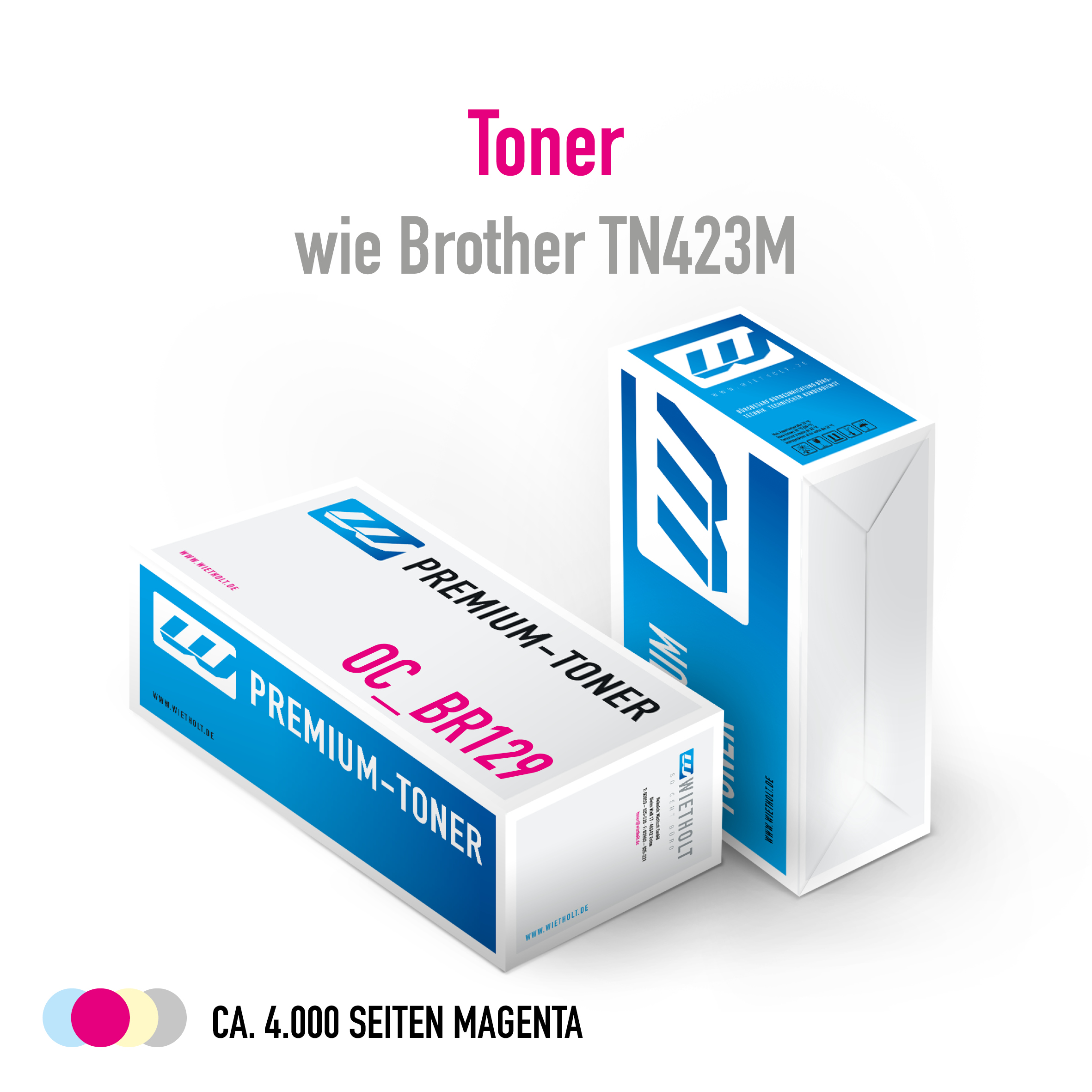 Wietholt Premium-Toner TN423M magenta für Brother HL L 8260/ L 8360/ DCP L 8410/ MFC L 8690/ L 900 ca. 4.000 Seiten) CO2-neutral