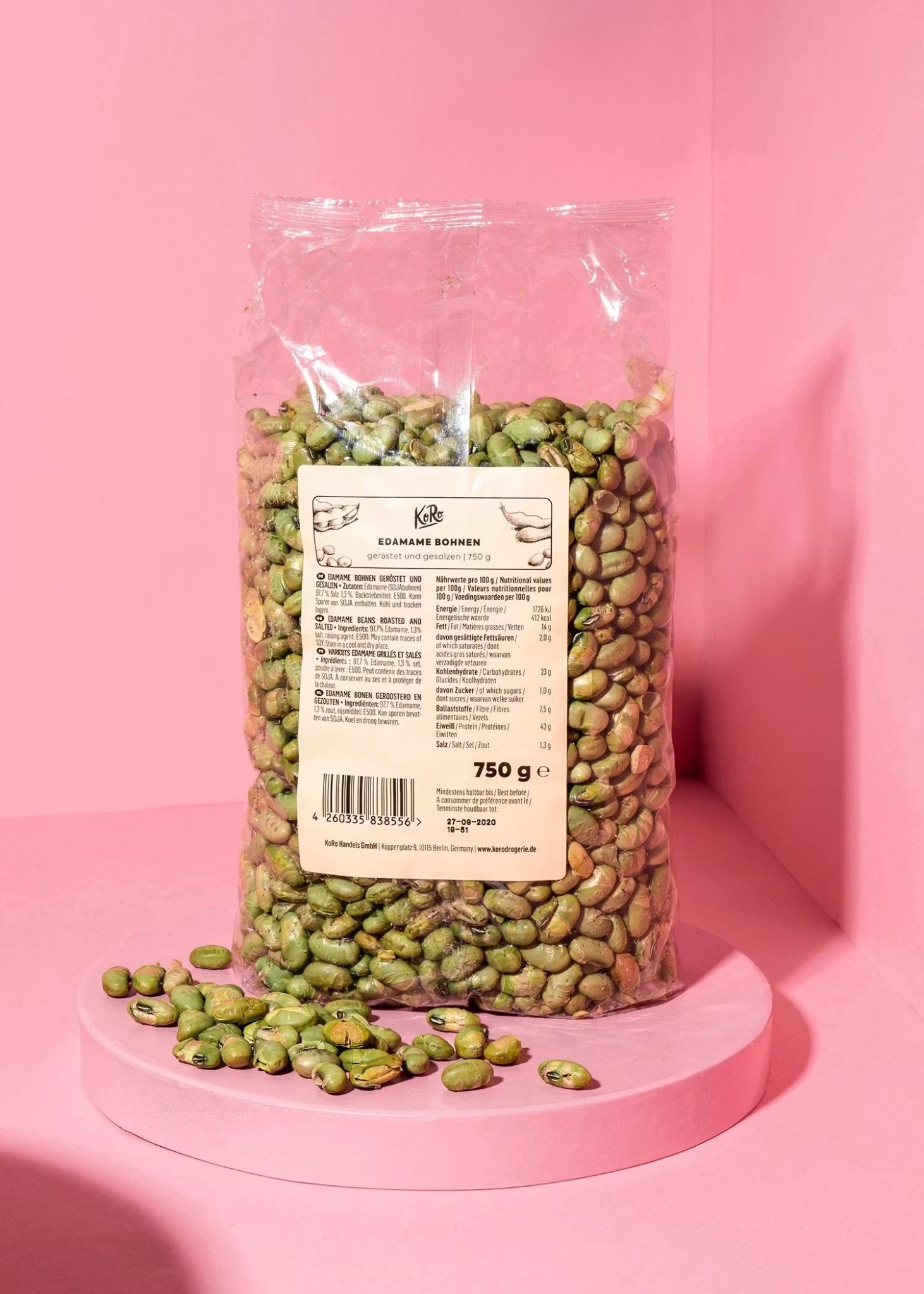 Geröstete und gesalzene Edamame Bohnen 750 g