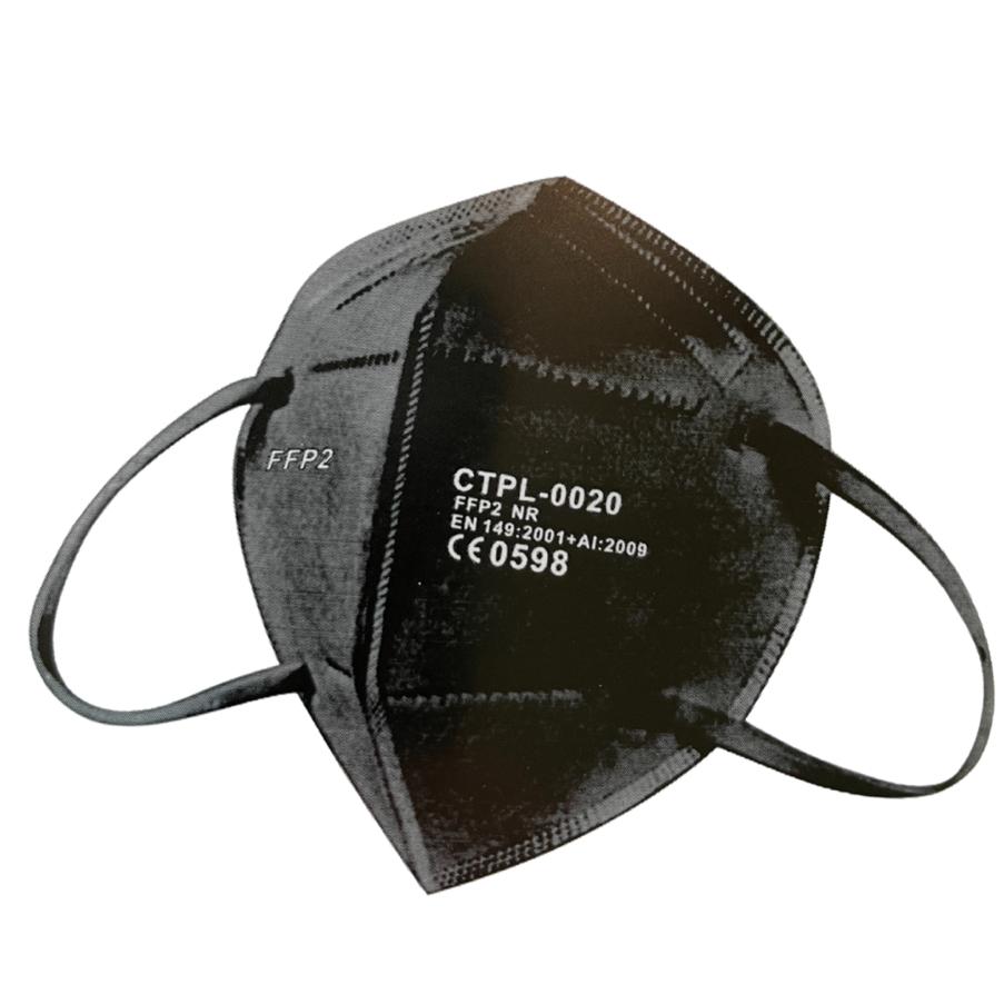 FFP2 Atemschutzmaske zertifiziert nach FFP2-Norm (gefaltet) Farbe: schwarz 50er Packung