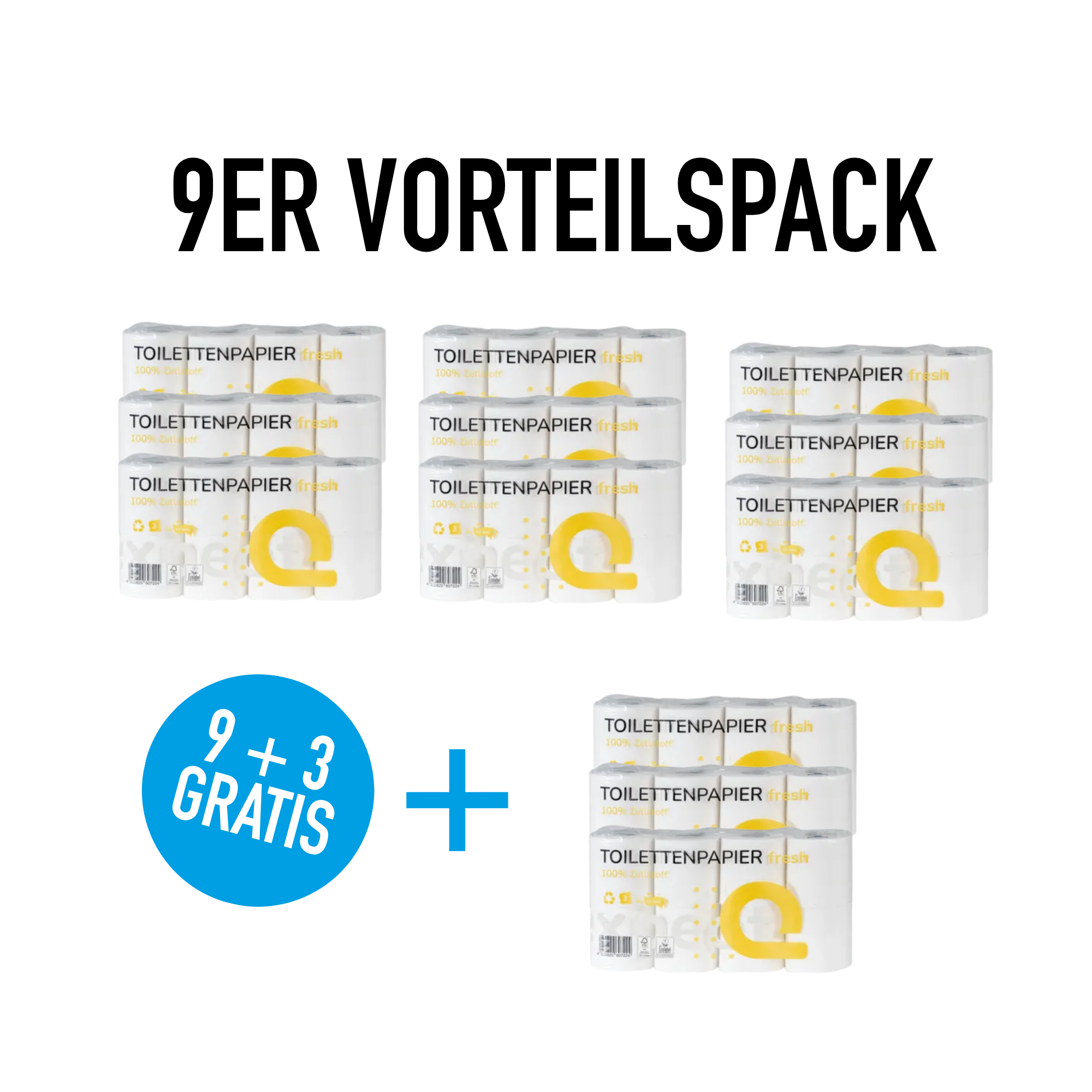 9x Expect Toilettenpapier 3-lagig 8x250 Blatt + GRATIS 3x Expect Toilettenpapier 3-lagig 8x250 Blatt