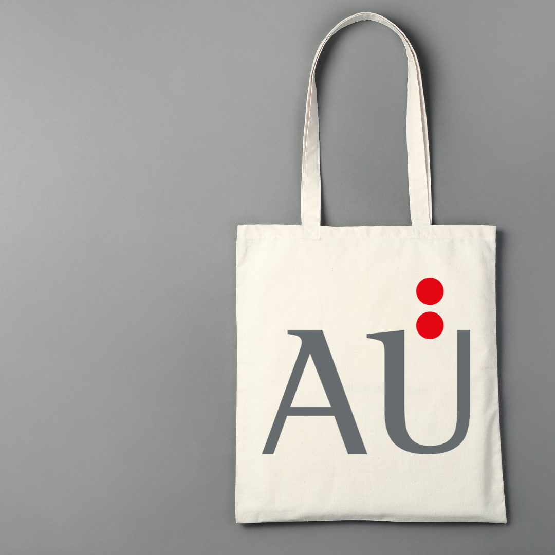 Tragetasche aus 140g/m² Baumwolle, Farbe: natural, 7L inkl. 2/0-farbigem Logo "AÜ"