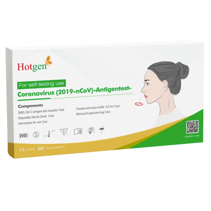 HOTGEN Laientest CE-zertifiziert SARS CoV-2 Antigen-Schnelltest  (Einzelverpackung) (Abstrich vorderer Nasenraum) 