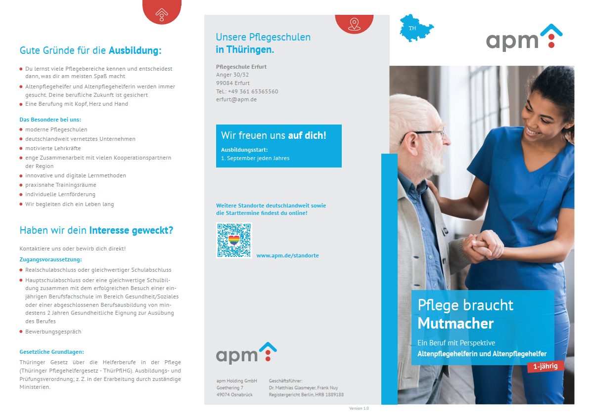Hier Variante auswählen! Flyer, Pflegefachassistent:in, Altenpflegehelfer:in und PFA