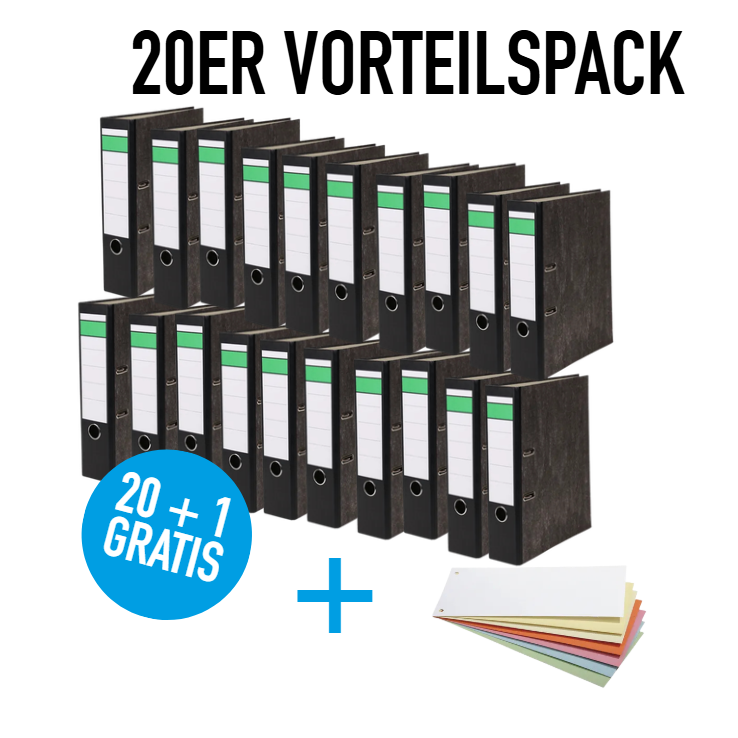 20x Ordner Wolkenmarmor DIN A4 80 mm + GRATIS 1x Soennecken Trennstreifen oeco