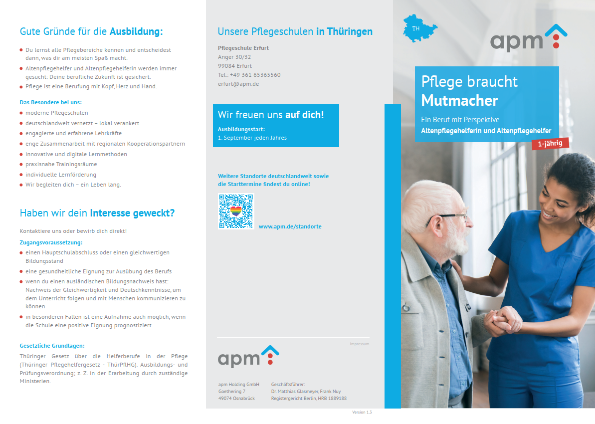 Hier Variante auswählen! Flyer, Pflegefachassistent:in, Altenpflegehelfer:in und PFA