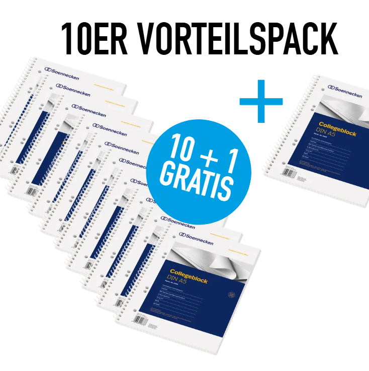 10x Soennecken Collegeblock DIN A5 liniert + GRATIS 1x Soennecken Collegeblock DIN A5 liniert