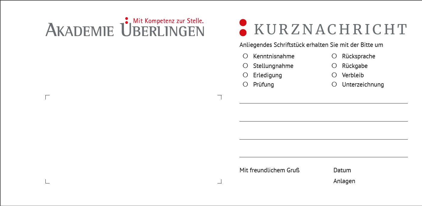 "Kurzmitteilung AÜ" Flyer DIN lang quer 