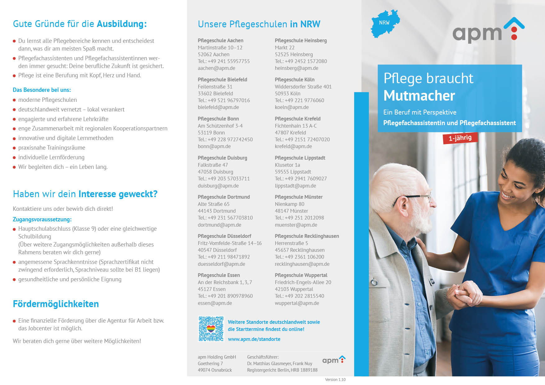 Hier Variante auswählen! Flyer, Pflegefachassistent:in, Altenpflegehelfer:in und PFA