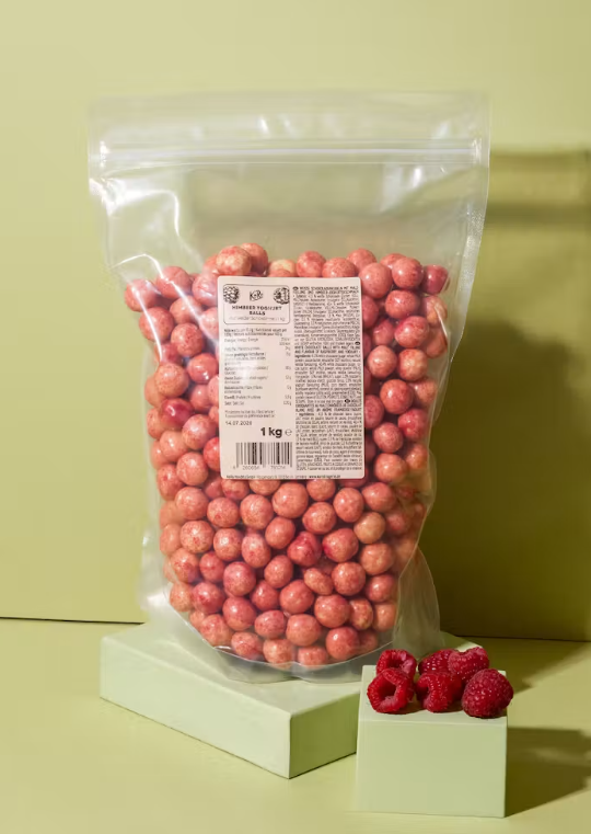 Himbeer Crispy Balls mit weißer Schokolade 1 kg