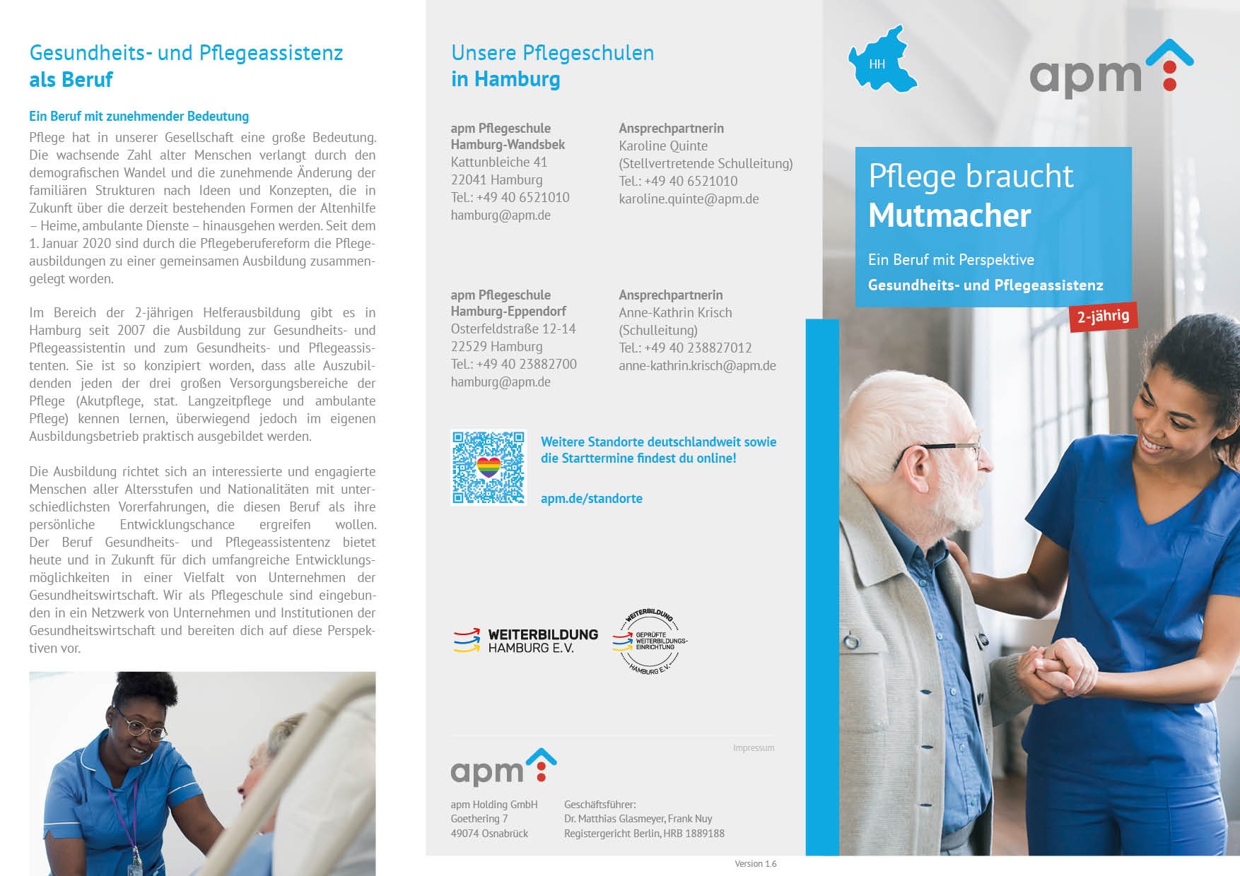 Hier Variante auswählen! Flyer, Pflegefachassistent:in, Altenpflegehelfer:in und PFA