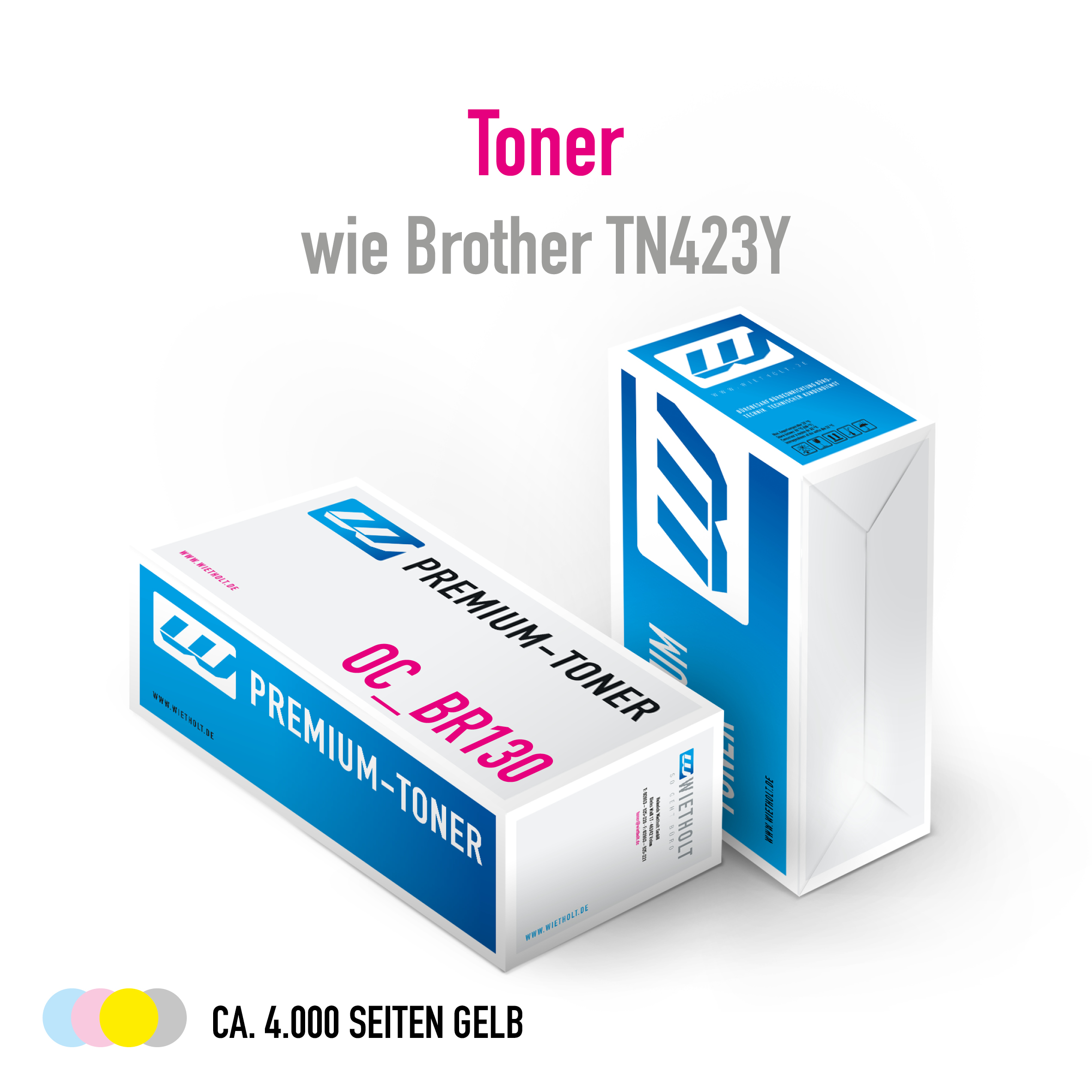 Wietholt Premium-Toner TN423Y gelb für Brother HL L 8260/ L 8360/ DCP L 8410/ MFC L 8690/ L 900 ca. 4.000 Seiten) CO2-neutral