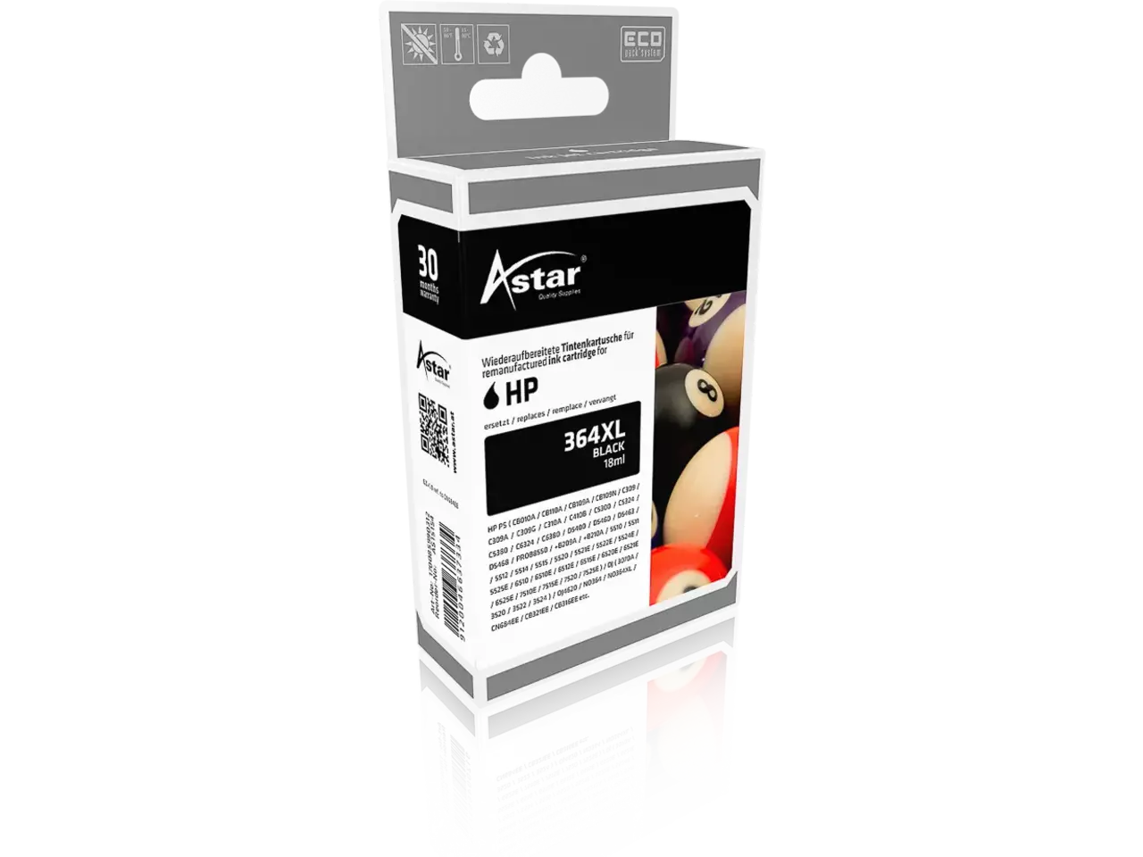 Astar Tintenpatrone AS15154 kompatibel mit HP 364XL black 18ml ca. 550 Seiten