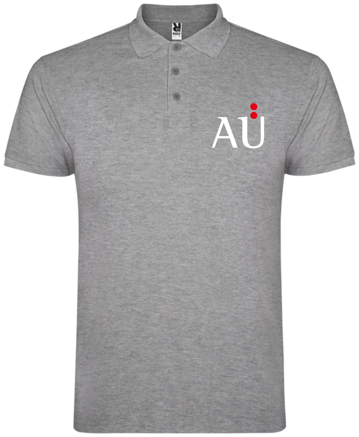 Poloshirt Unisex Farbe: grau meliert Größe: M inkl. Stick "AÜ"