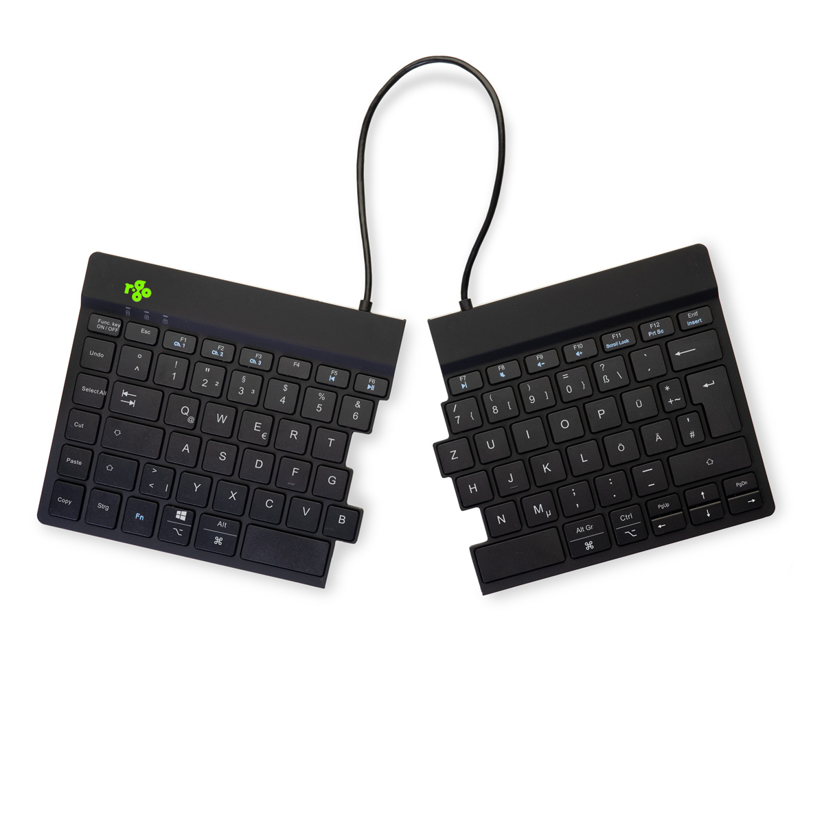 Ergonomische Tastatur R-Go Split Break mit Pausensoftware, geteilte Tastatur, QWERTZ (DE), kabellos, schwarz