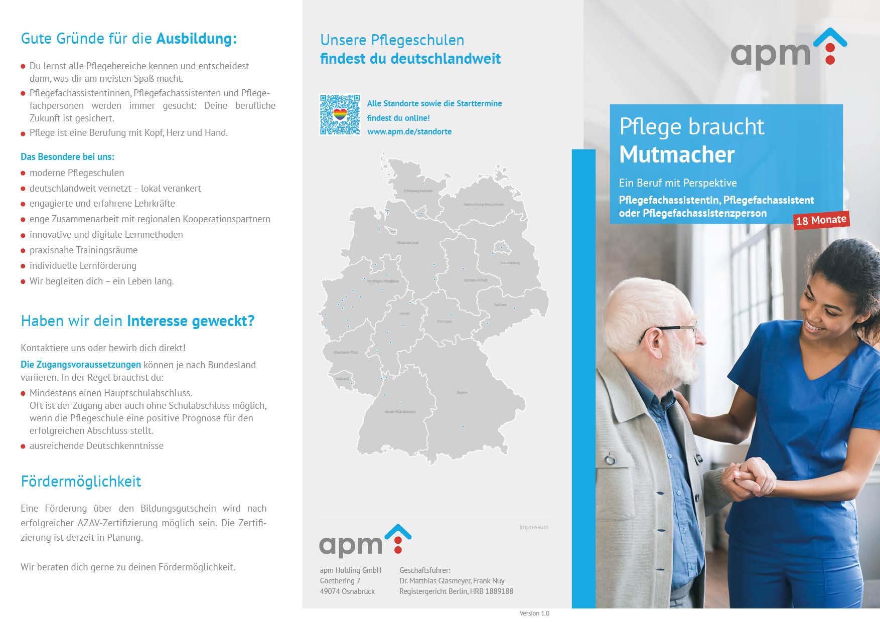 Hier Variante auswählen! Flyer, Pflegefachassistent:in, Altenpflegehelfer:in und PFA