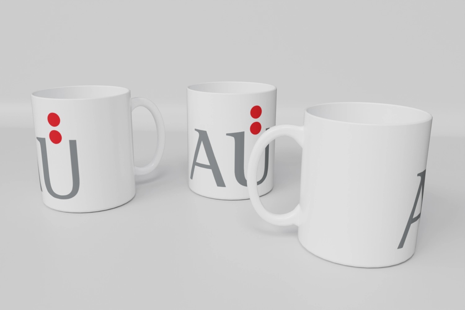 Keramiktasse weiss 330ml inkl. 2-farbigem Logo "AÜ"